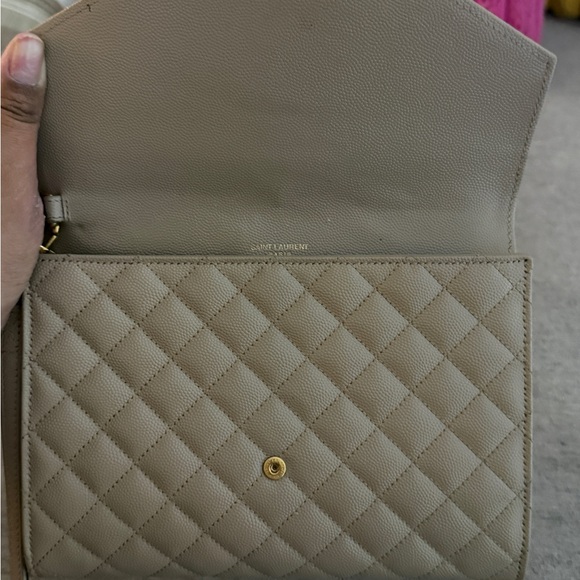 Yves Saint Laurent Tan Chevron Clutch - Picture 6 of 8